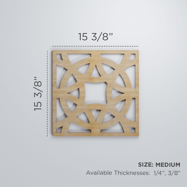 Medium Brownsville Decorative Fretwork Wood Wall Panels, Alder, 15 3/8W X 15 3/8H X 3/8T